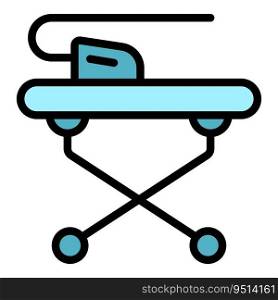 Cleaning iron board icon outline vector. Steam electric. Ironing room color flat. Cleaning iron board icon vector flat