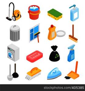 Cleaning isometric 3d icons set for web and mobile devices. Cleaning isometric 3d icons