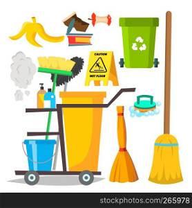 Cleaning Items Vector. Household Supplies Icons. Equipment. Isolated Flat Cartoon Illustration. Cleaning Items Vector. Household Supplies Icons. Equipment. Isolated Cartoon Illustration