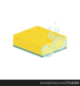 Cleaning kitchen sponge with bubbles, vector illustration
