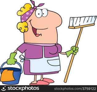 Cleaning Lady Cartoon Character