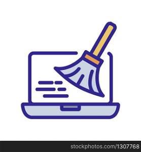 cleaning laptop icon vector. cleaning laptop sign. color isolated symbol illustration. cleaning laptop icon vector outline illustration