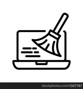 cleaning laptop icon vector. cleaning laptop sign. isolated contour symbol illustration. cleaning laptop icon vector outline illustration