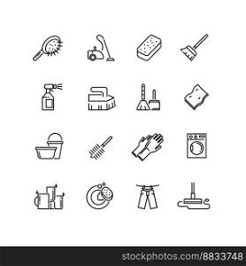 Cleaning line icons vector image