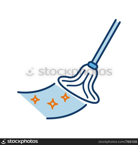 Cleaning mop color icon. Mopping floor. Isolated vector illustration. Cleaning mop color icon