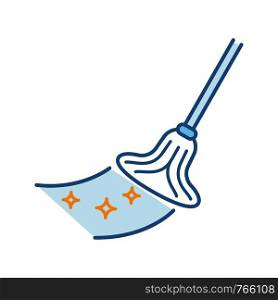 Cleaning mop color icon. Mopping floor. Isolated vector illustration. Cleaning mop color icon