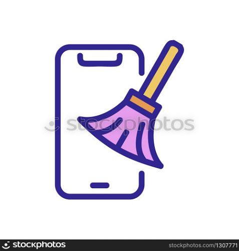 cleaning out your phone icon vector. cleaning out your phone sign. color isolated symbol illustration. cleaning out your phone icon vector outline illustration