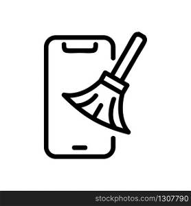 cleaning out your phone icon vector. cleaning out your phone sign. isolated contour symbol illustration. cleaning out your phone icon vector outline illustration