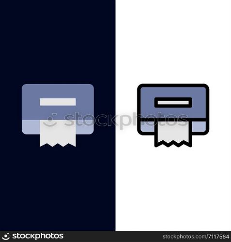 Cleaning, Paper, Tissue Icons. Flat and Line Filled Icon Set Vector Blue Background