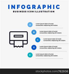 Cleaning, Paper, Tissue Line icon with 5 steps presentation infographics Background
