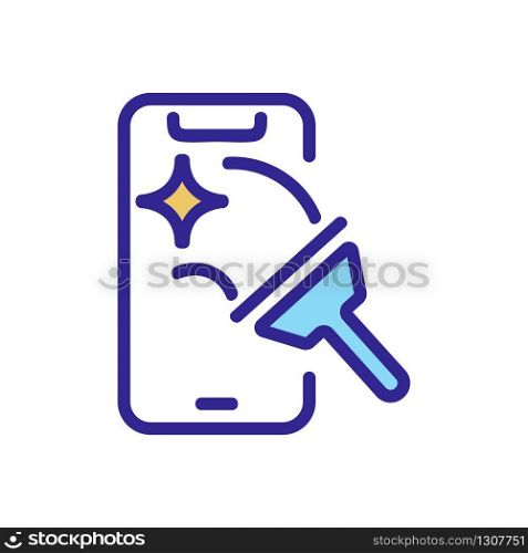 cleaning phone icon vector. cleaning phone sign. color isolated symbol illustration. cleaning phone icon vector outline illustration