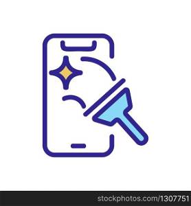 cleaning phone icon vector. cleaning phone sign. color isolated symbol illustration. cleaning phone icon vector outline illustration
