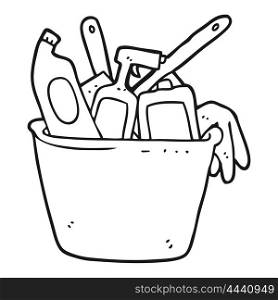 cleaning products freehand drawn black and white cartoon