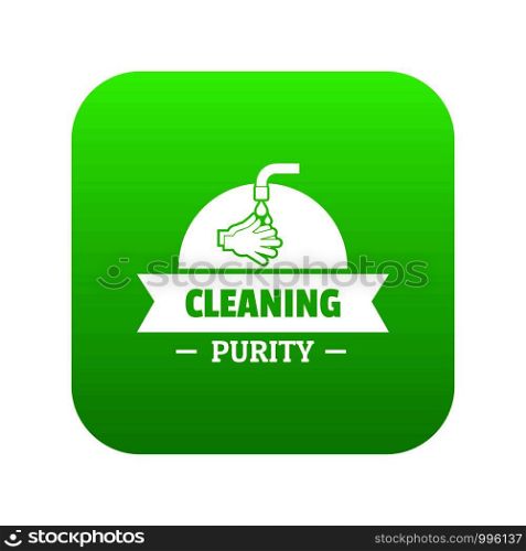 Cleaning purity icon green vector isolated on white background. Cleaning purity icon green vector