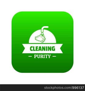 Cleaning purity icon green vector isolated on white background. Cleaning purity icon green vector