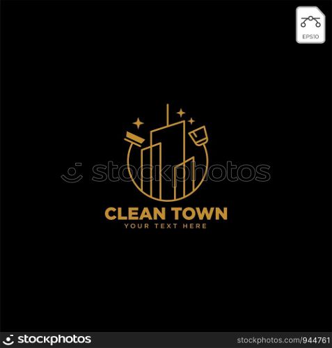cleaning service city, town logo template vector illustration icon element isolated - vector. cleaning service city, town logo template vector illustration icon element