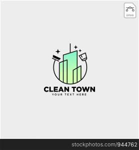 cleaning service city, town logo template vector illustration icon element isolated - vector. cleaning service city, town logo template vector illustration icon element