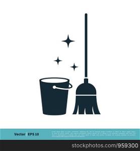 Cleaning Service Equipment Icon Vector Logo Template Illustration Design. Vector EPS 10.