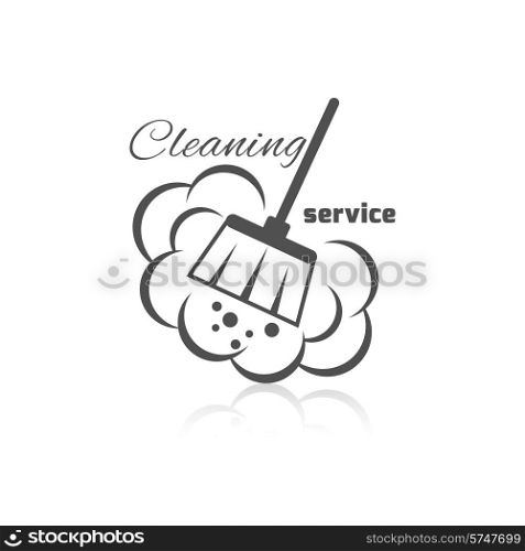 Cleaning service icon with dust brush and bubbles vector illustration