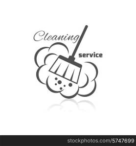 Cleaning service icon with dust brush and bubbles vector illustration