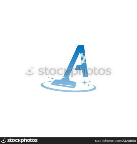 Cleaning service logo illustration with letter A icon template vector