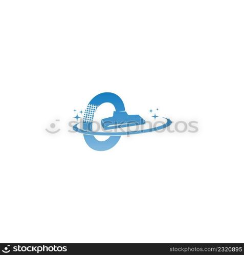 Cleaning service logo illustration with letter C icon template vector