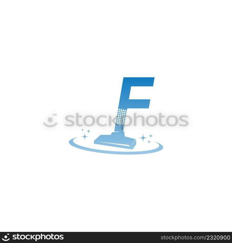 Cleaning service logo illustration with letter F  icon template vector