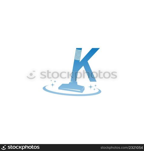 Cleaning service logo illustration with letter K icon template vector