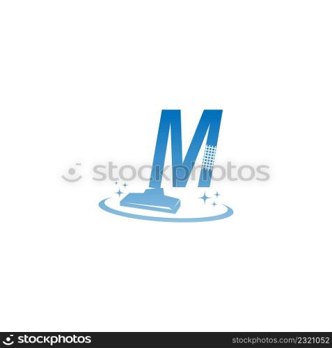 Cleaning service logo illustration with letter M icon template vector