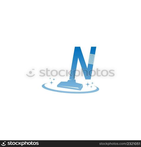 Cleaning service logo illustration with letter N icon template vector