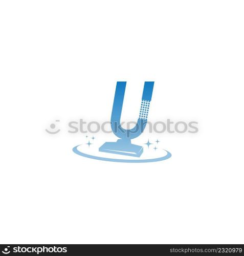 Cleaning service logo illustration with letter U icon template vector