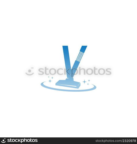 Cleaning service logo illustration with letter V  icon template vector