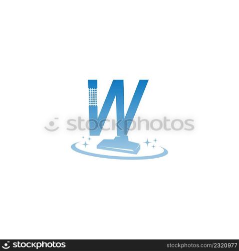 Cleaning service logo illustration with letter W icon template vector