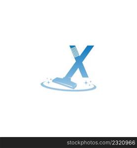 Cleaning service logo illustration with letter X icon template vector