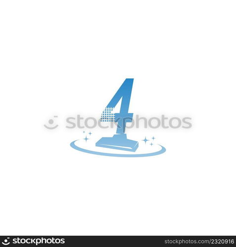 Cleaning service logo illustration with number 4 icon template vector