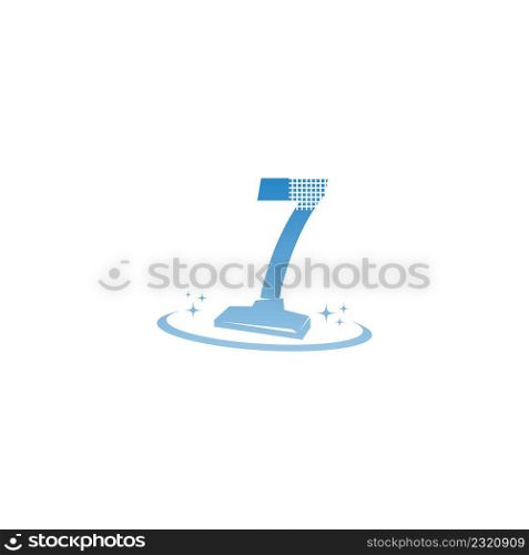 Cleaning service logo illustration with number 7 icon template vector