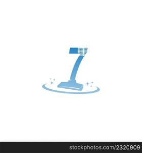 Cleaning service logo illustration with number 7 icon template vector
