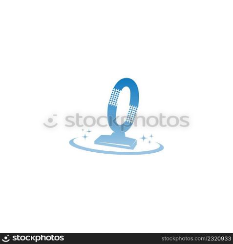 Cleaning service logo illustration with number zero icon template vector