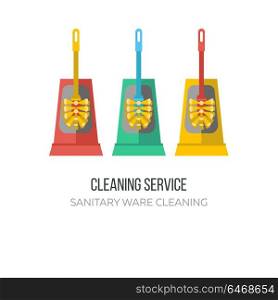 Cleaning service. Set of toilet brushes. Flat vector illustration. Isolated on white background.