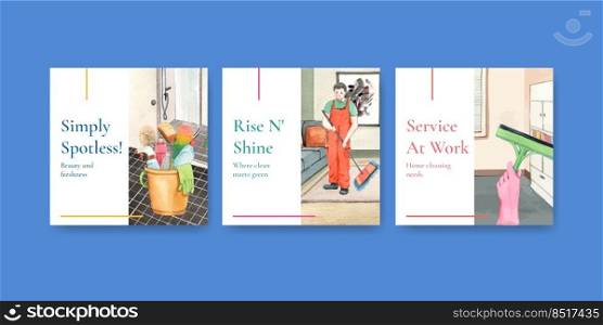 cleaning services ads template watercolor