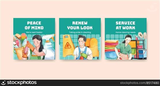 cleaning services ads template watercolor