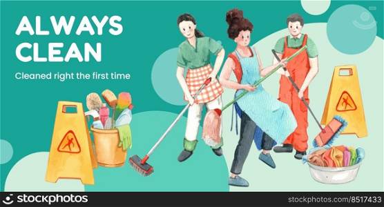 cleaning services blog header template watercolor