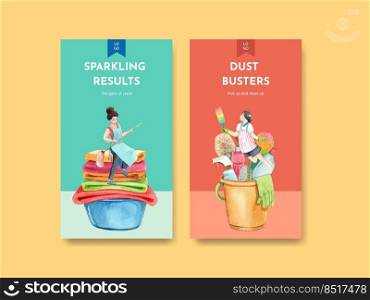 cleaning services instagram template watercolor