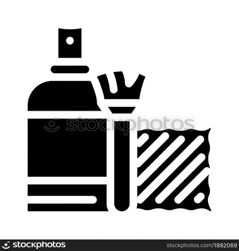 cleaning small kit glyph icon vector. cleaning small kit sign. isolated contour symbol black illustration. cleaning small kit glyph icon vector illustration