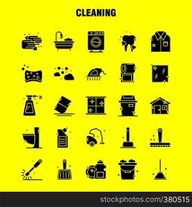 Cleaning Solid Glyph Icons Set For Infographics, Mobile UX/UI Kit And Print Design. Include: Brush, Brushing, Clean, Scrub, Plunger, Restroom, Toilet, Tool, Icon Set - Vector