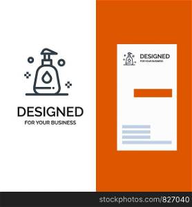 Cleaning, Spray, Clean Grey Logo Design and Business Card Template