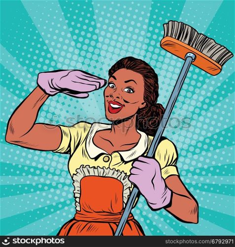 Cleaning staff. Cleaning supplies and household equipment tools, pop art retro comic book vector illustration. Service home cleaning