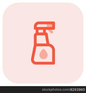 Cleaning supplies in plastic spray bottle .