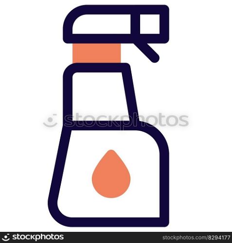 Cleaning supplies in plastic spray bottle .