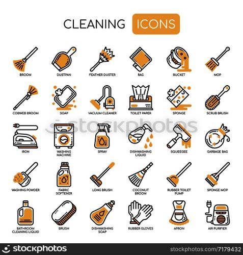 Cleaning , Thin Line and Pixel Perfect Icons
